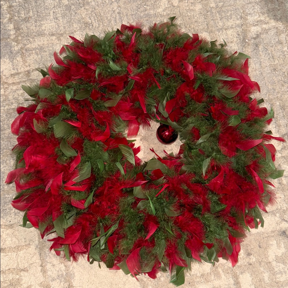 Original Boxed Angel Wreath Crafted of Beautiful Dyed Feathers with Hook